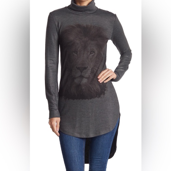Long gray hi-low lion tunic size large - Picture 1 of 8